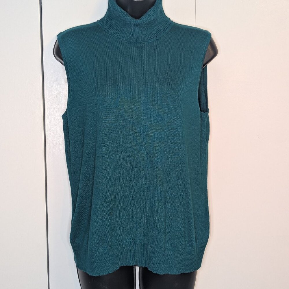 Cable & Gauge Green Turtle Neck Sleeveless Sweater L